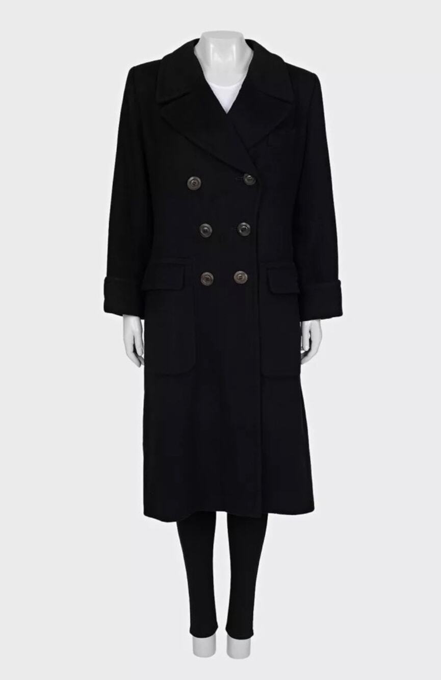 Vintage Yves Saint Laurent Black Belted Coat - Size M